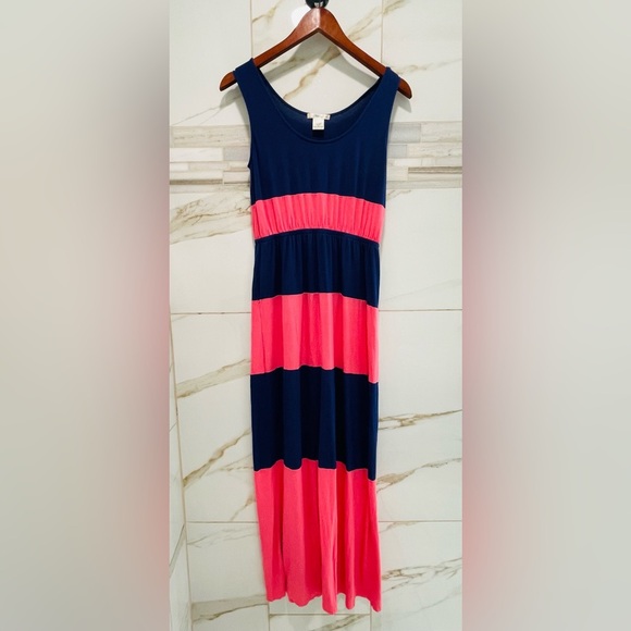Timing Royal Blue pink Rayon Blend sleeveless maxi dresses Women’s M - Picture 2 of 8